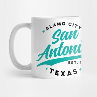 Vintage San Antonio Alamo City Texas Teal USA Mug